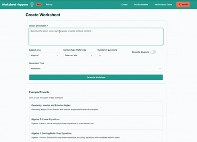 Animated demo of Worksheet Happens